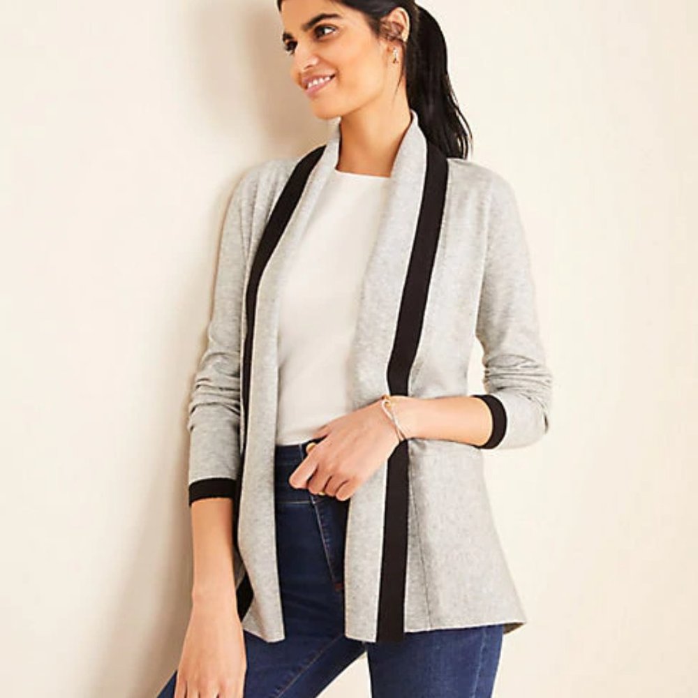 NWT Ann Taylor Tipped Shawl Open Cardigan‎